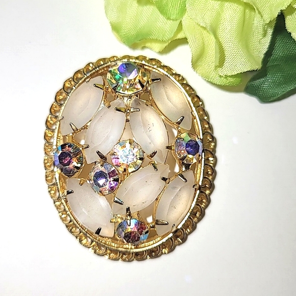JULIANA FROSTED & AB RHINESTONE BROOCH - VINTAGE BEAUTY - Picture 7 of 7